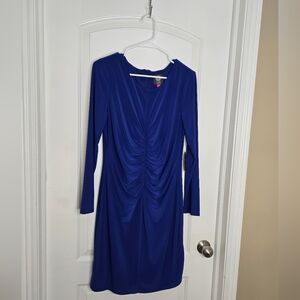 122. Vince Camuto Long Sleeve Ruched Sheath Dress – Cobalt Blue – Size 14 – NWT